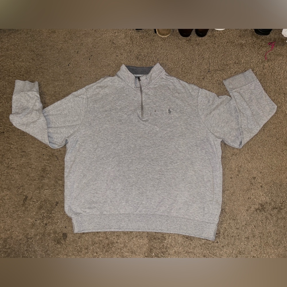 Ralph Lauren Gray Quarter-Zip Sweater with Pit to Pit 28